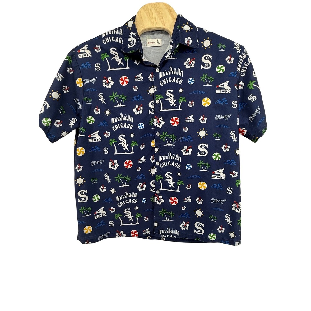 Beggars Pizza Chicago White‎ Sox Button Down Shirt Mens XL Navy Hawaiian Shirt